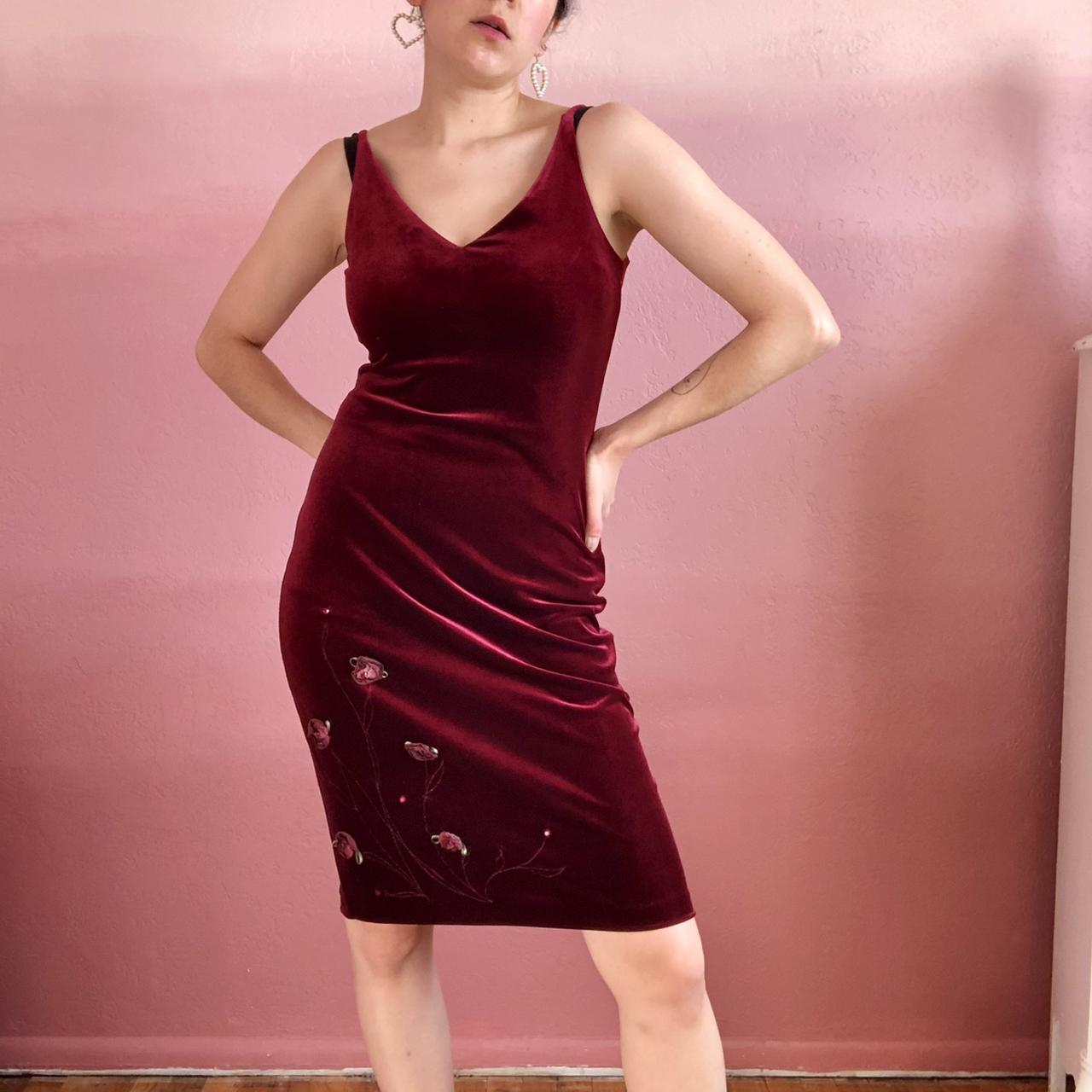 Gorgeous Ruby Red Velvet Spaghetti Strap Dress With Depop