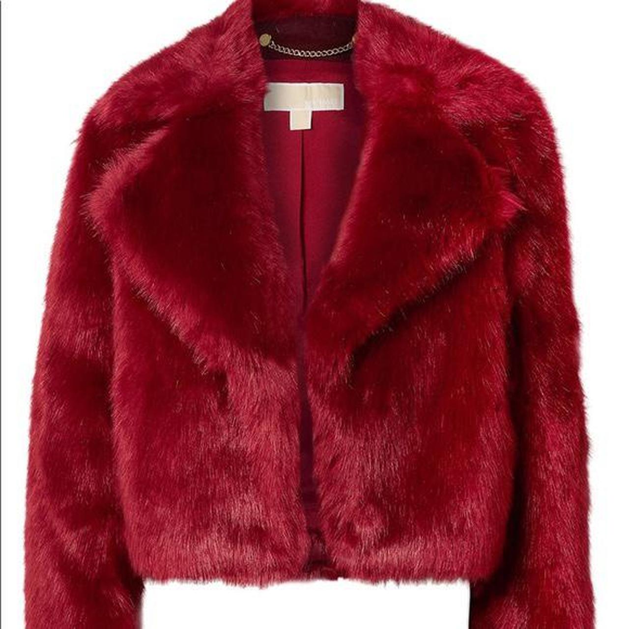 michael kors red fur coat