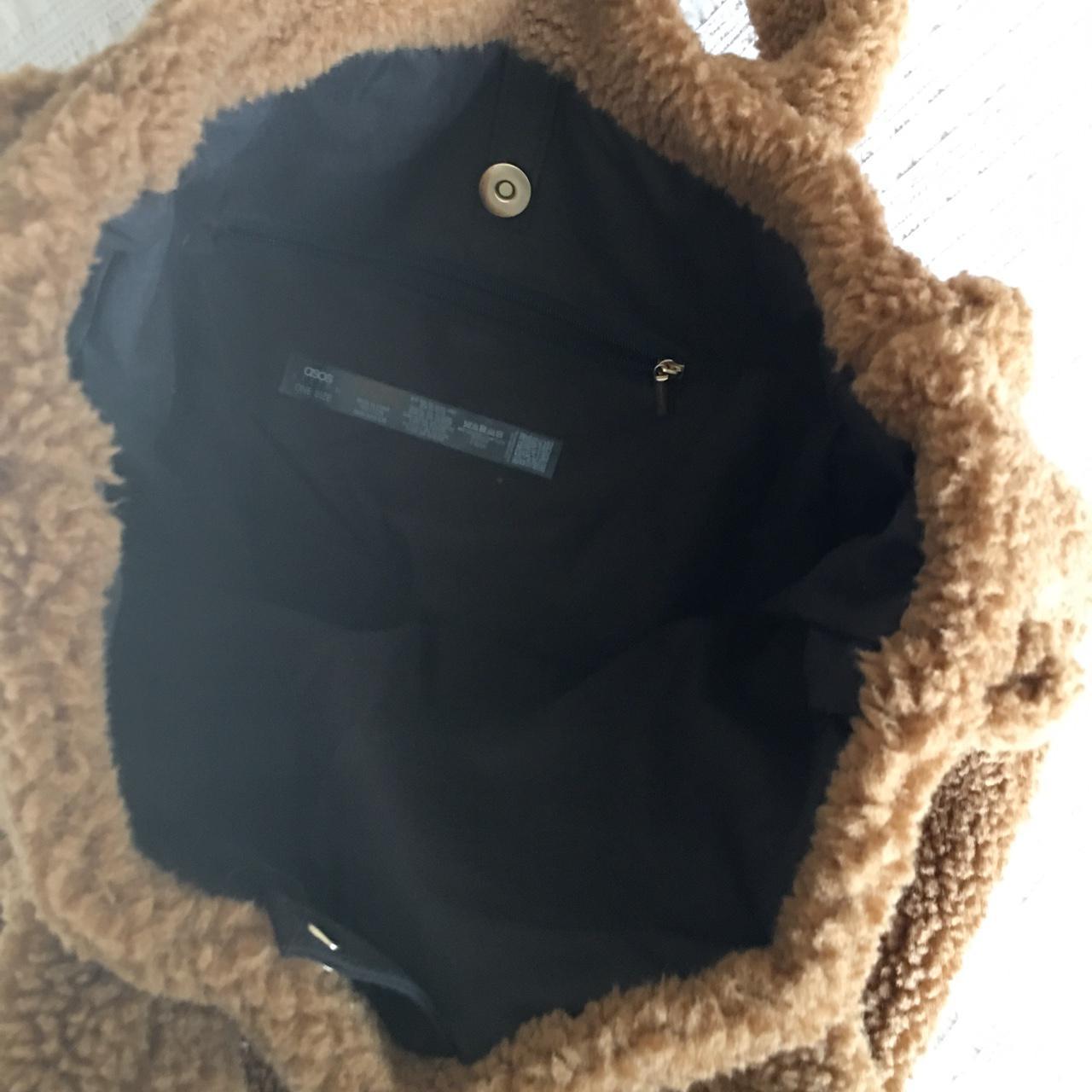 ASOS OVERSIZED TEDDY BAG WITH INTERNAL POCKET STUD... - Depop