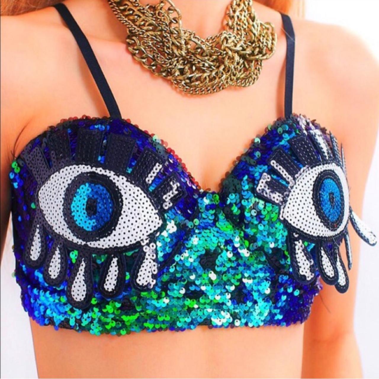 Sequined evil eye bra top. Awesome quality. Covered