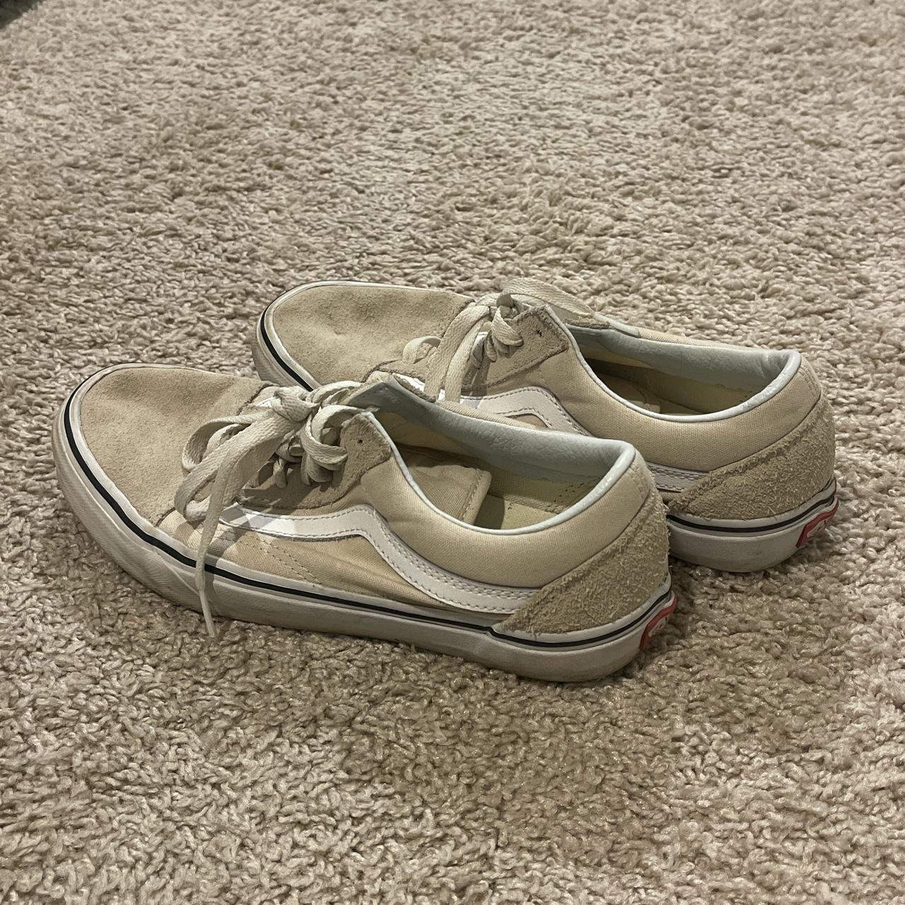 Vans Women's Tan and Cream Trainers Depop