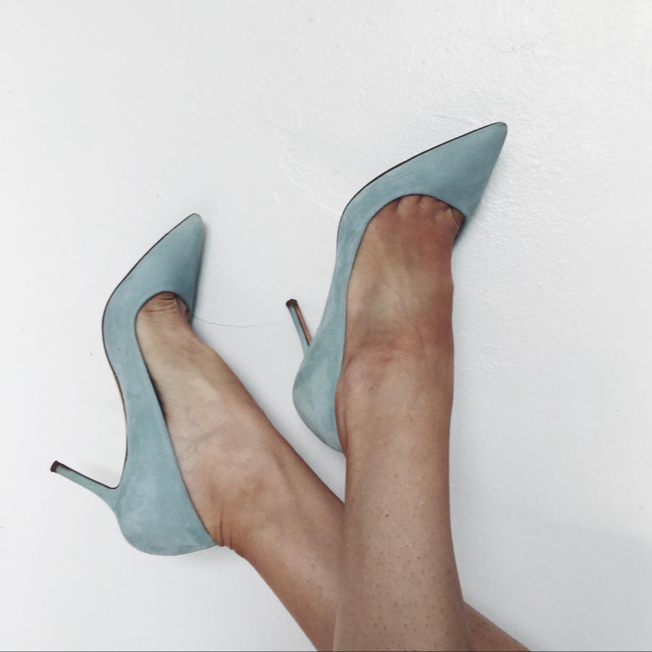 Powder blue 2024 suede heels