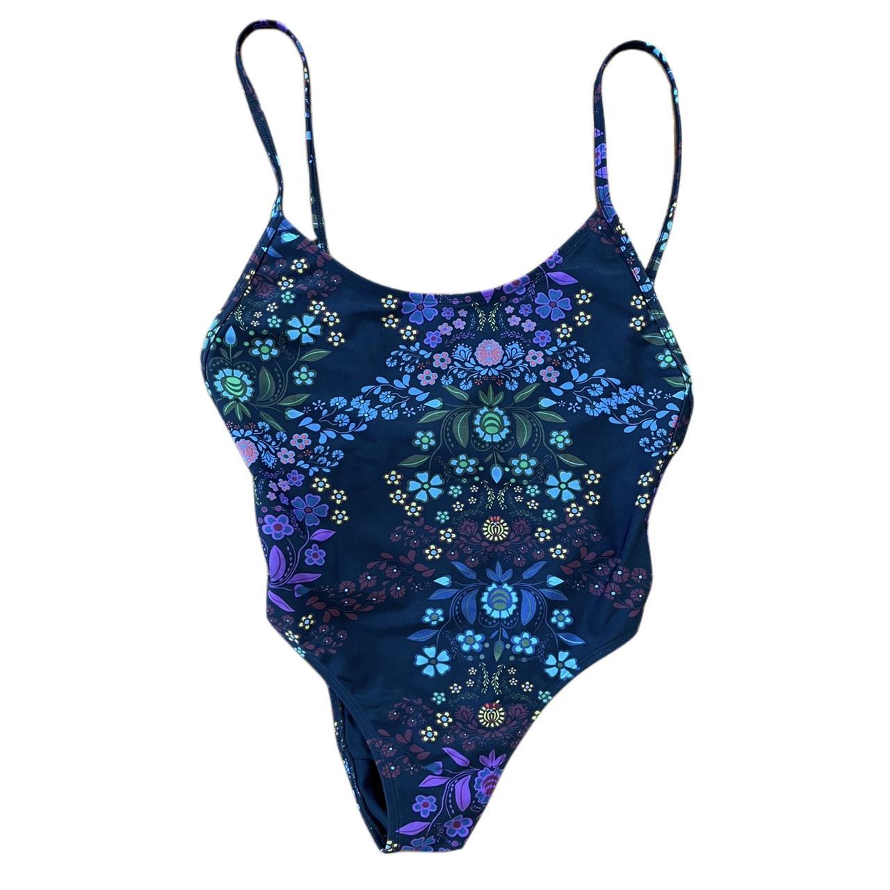 cynthia rowley one piece swimsuit / floral & black /... Depop