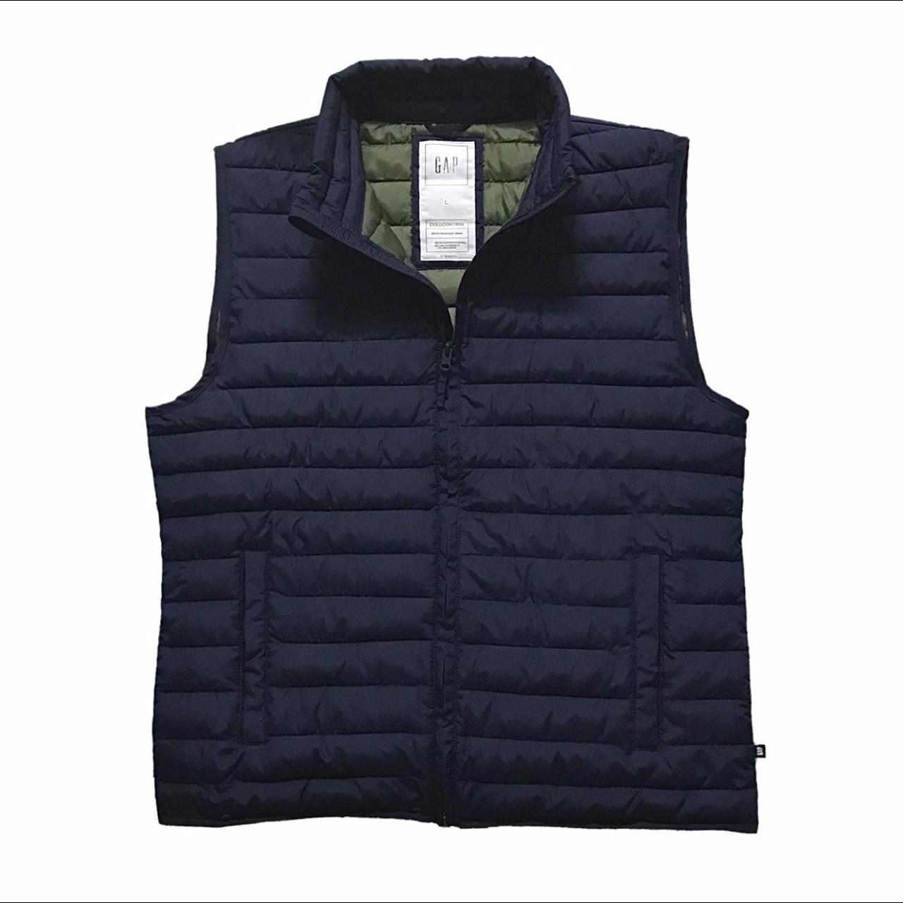 gap coldcontrol puffer vest color: tapestry navy... - Depop