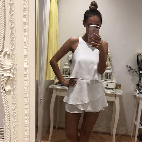 river island white tiered playsuit