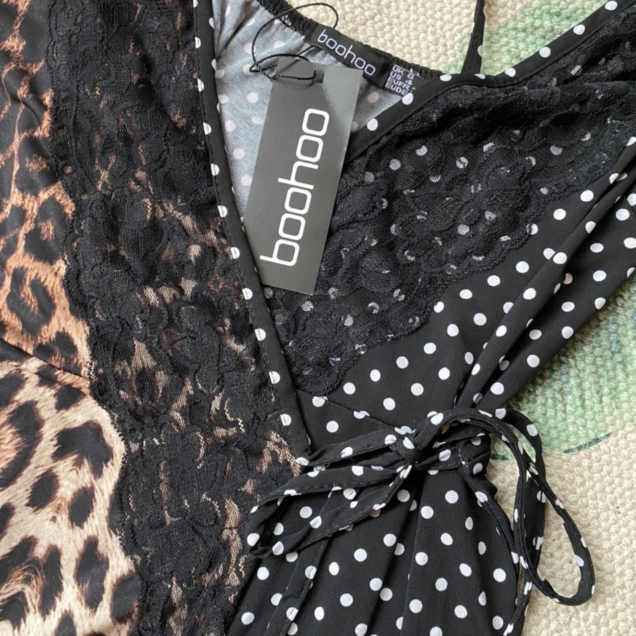 Boohoo ‘Mia’ Leopard Print and Polka Dot Wrap