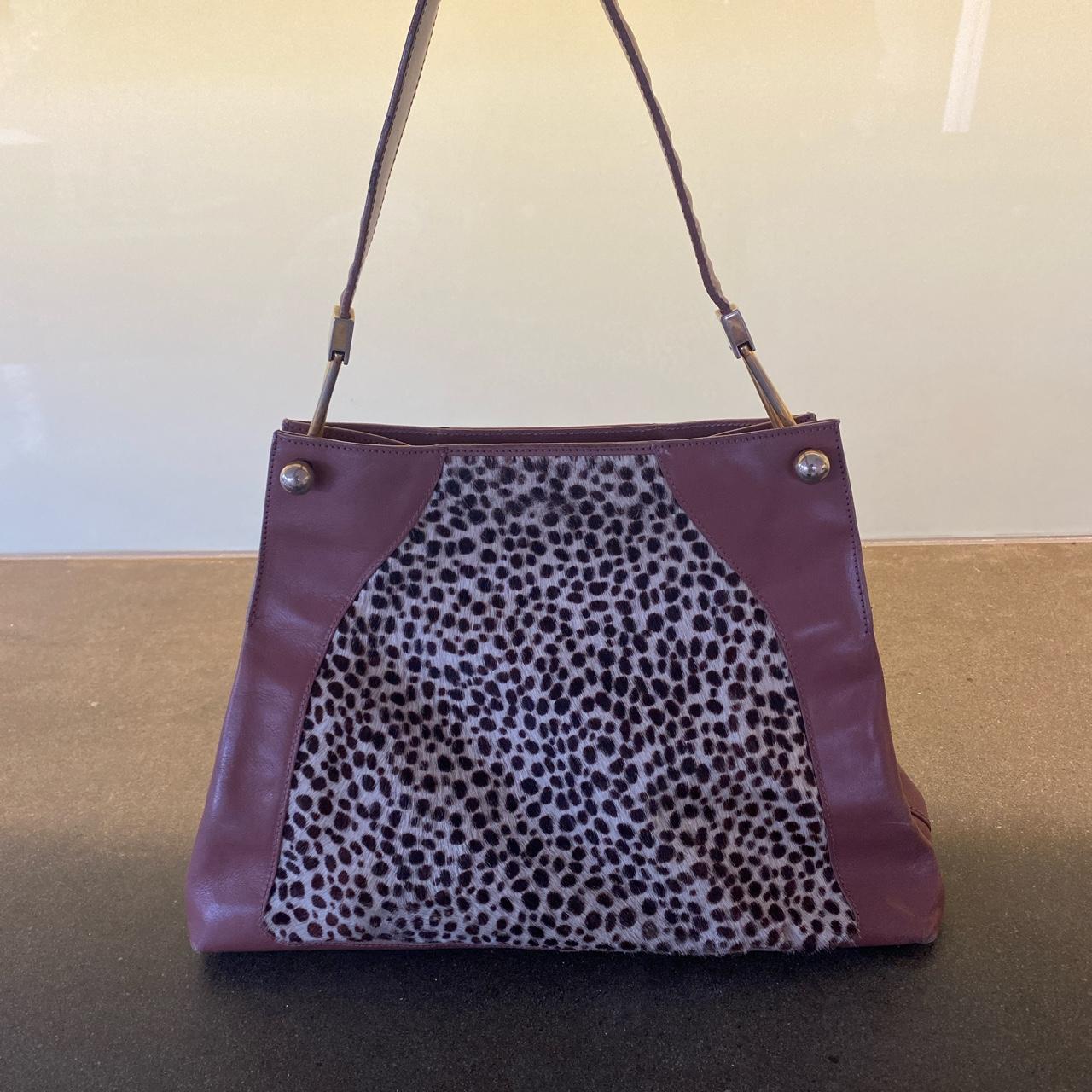 Furla Purple popular Leather Animal Print Hand Bag