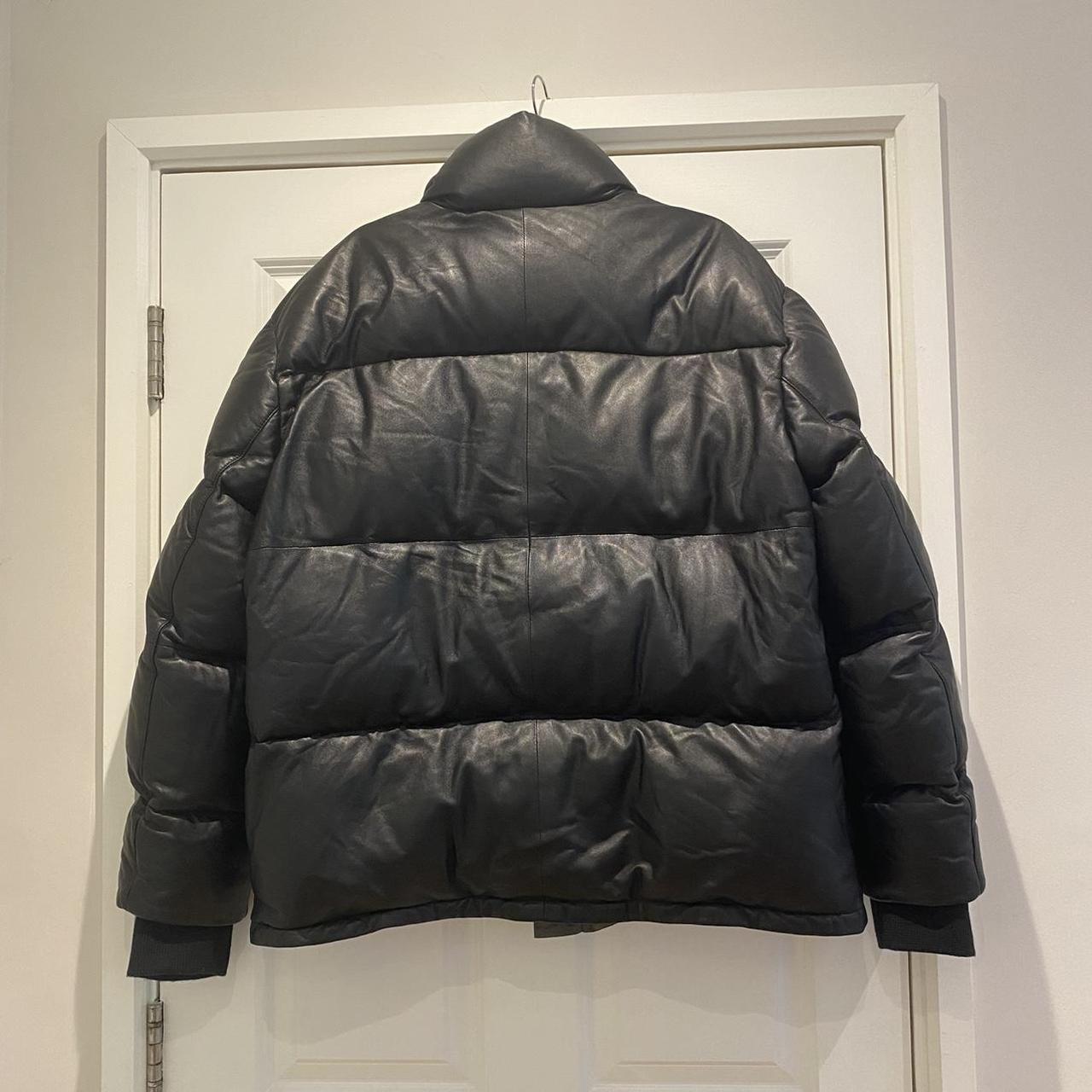Zara SRPLS Leather Black Puffer Coat with orange | Depop