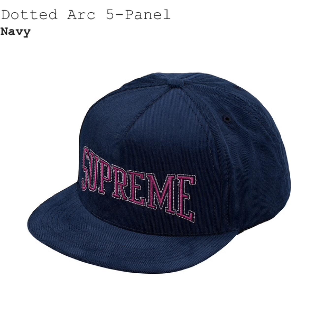 Supreme 5 panel hat Navy blue and pink with white... - Depop