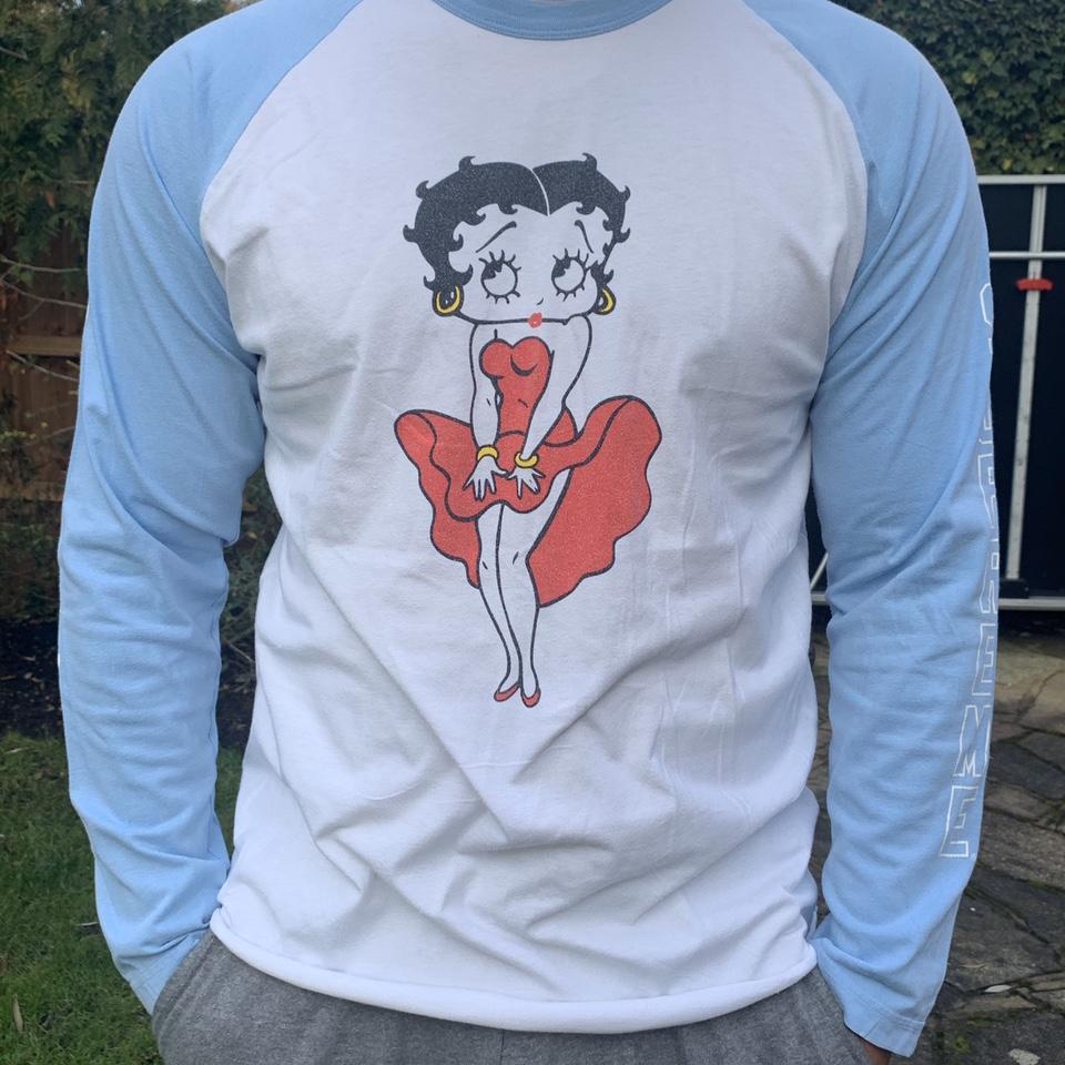 Betty boop x supreme raglan light blue long sleeve... - Depop