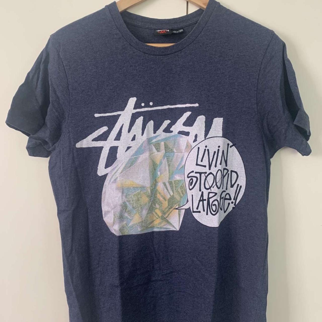 Vintage stussy top in blue “Livin’ stoopid... - Depop