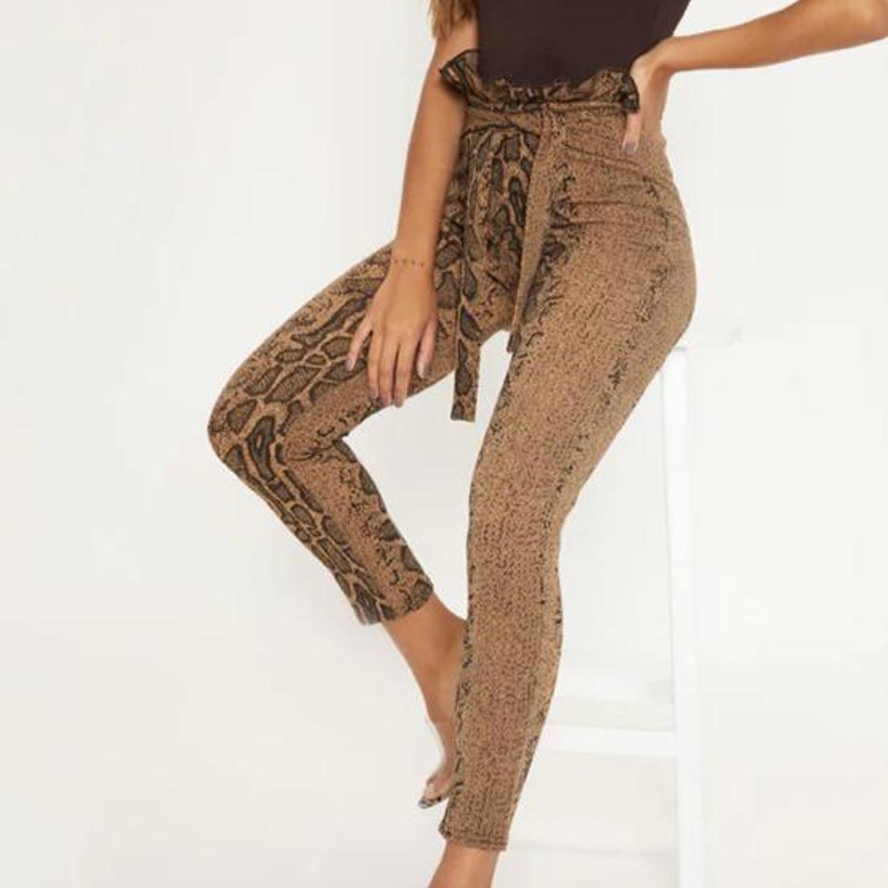 Snake print clearance paperbag trousers