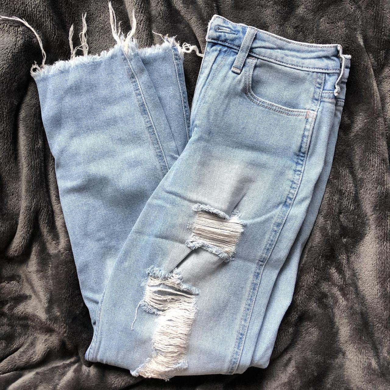 Hollister two-tone, ultra high-rise mom jeans Size: - Depop