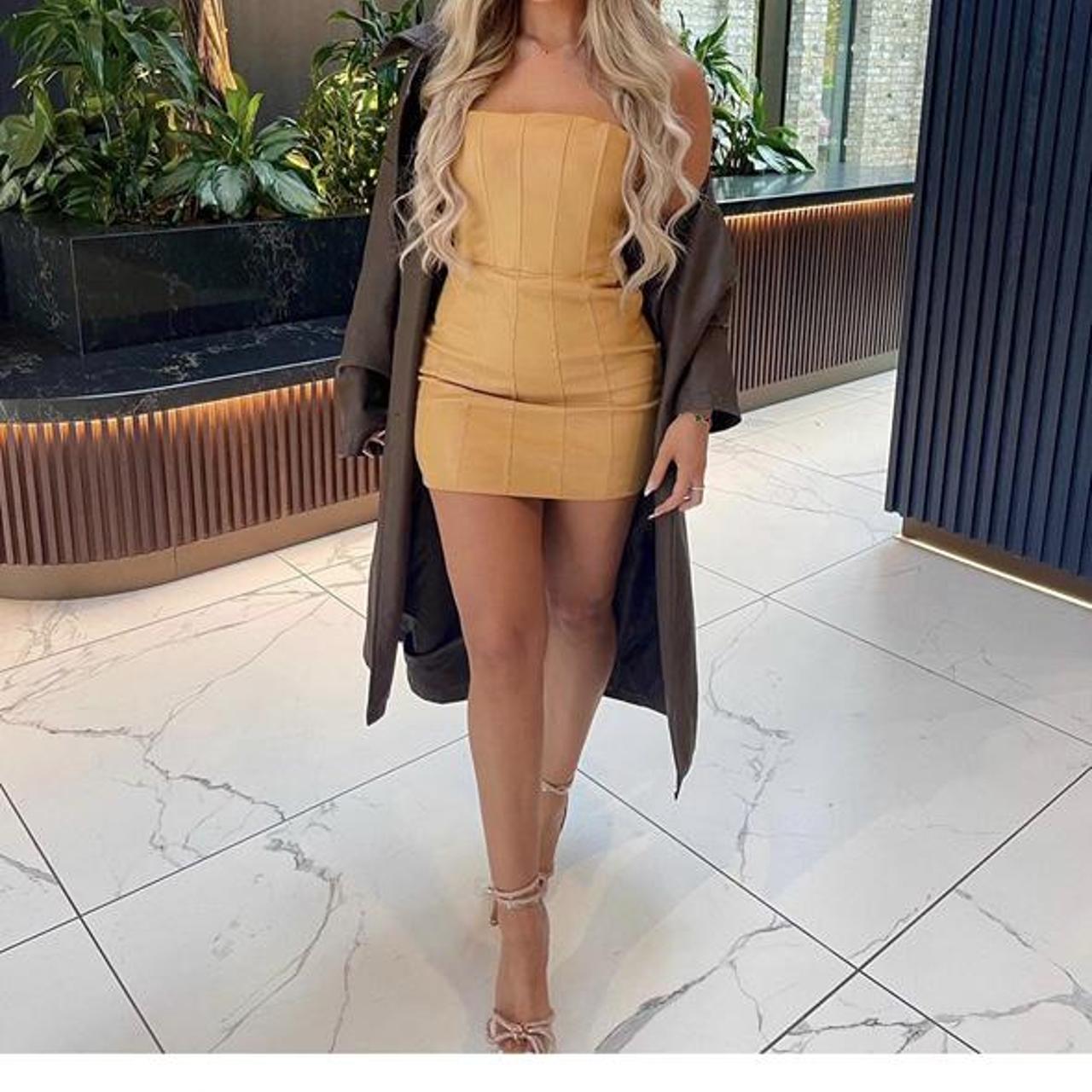 Zara mustard leather dress Depop