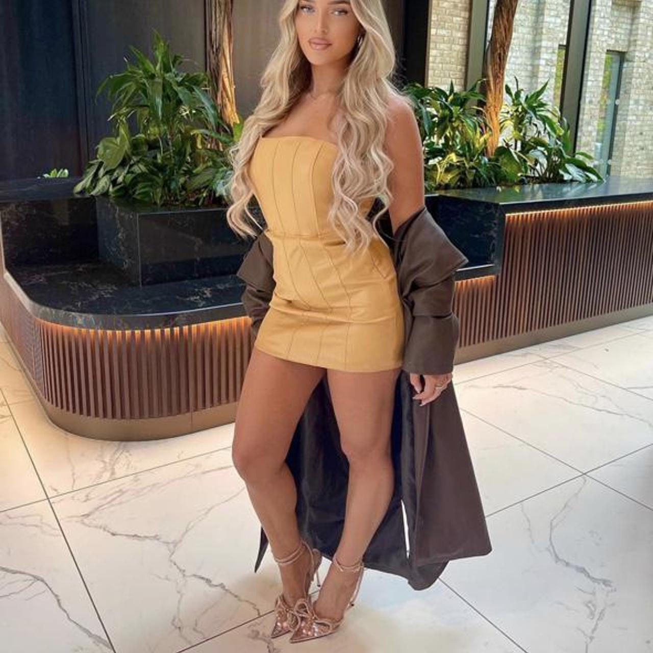 Zara mustard leather dress Depop