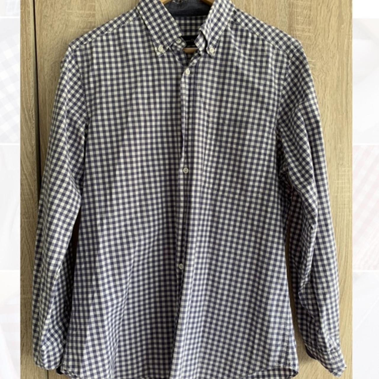 Men’s Massimo dutti shirt - blue and white checkered... - Depop