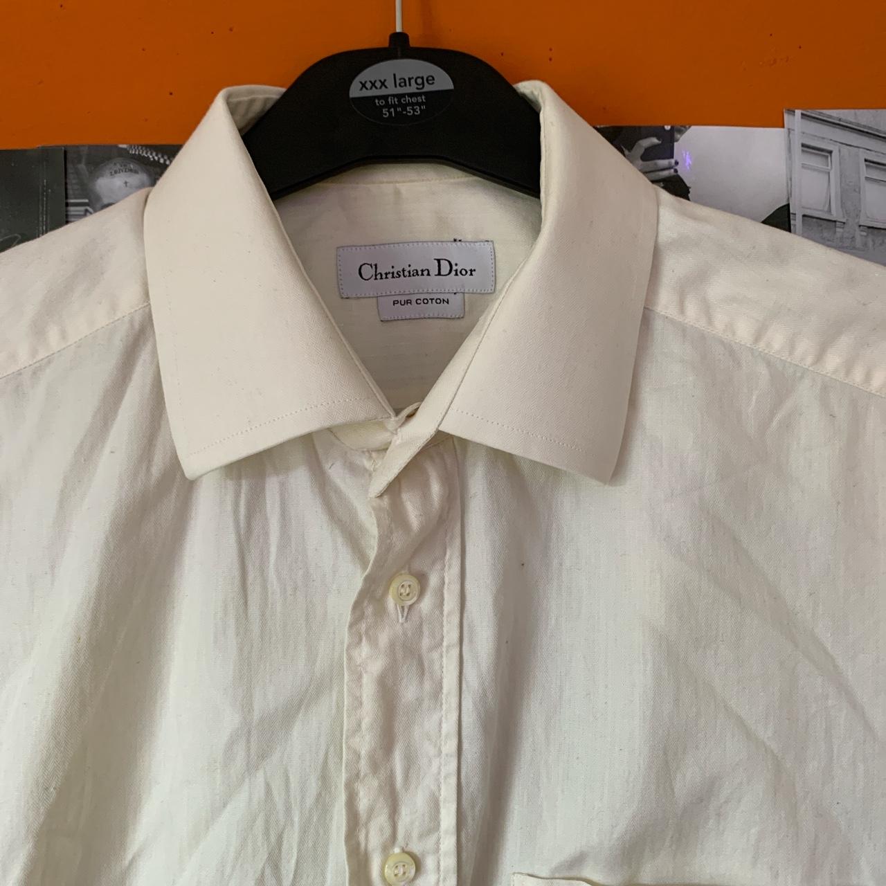 Vintage Christian Dior button up shirt in an off... - Depop