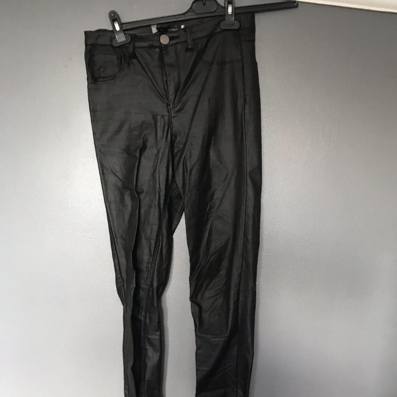 Primark black leather look pants Good condition - Depop
