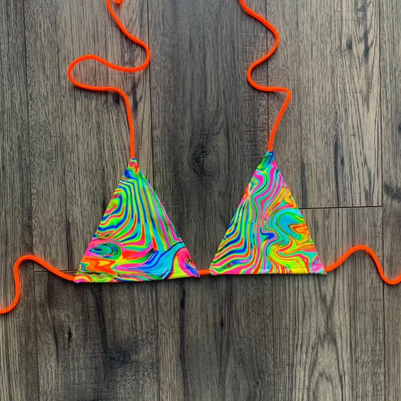 TUTTI FRUITI BIKINI STYLE BRA WITH NEON ORANGE... - Depop