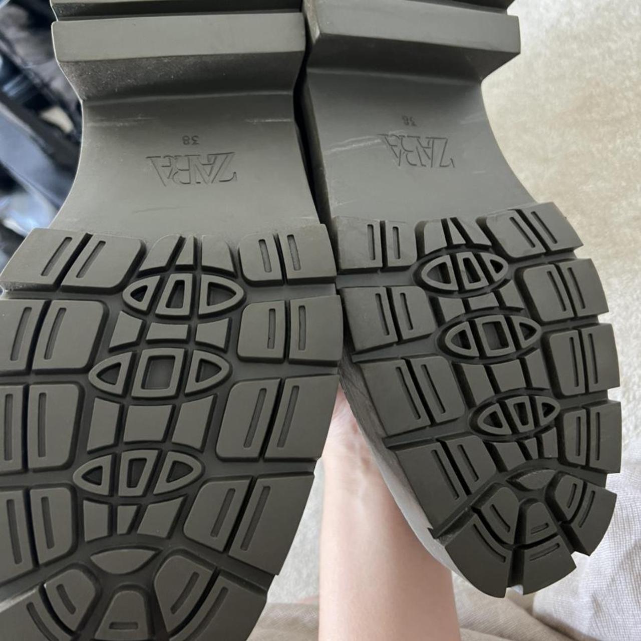 Zara khaki rubberised flat boots size 5 brand... Depop