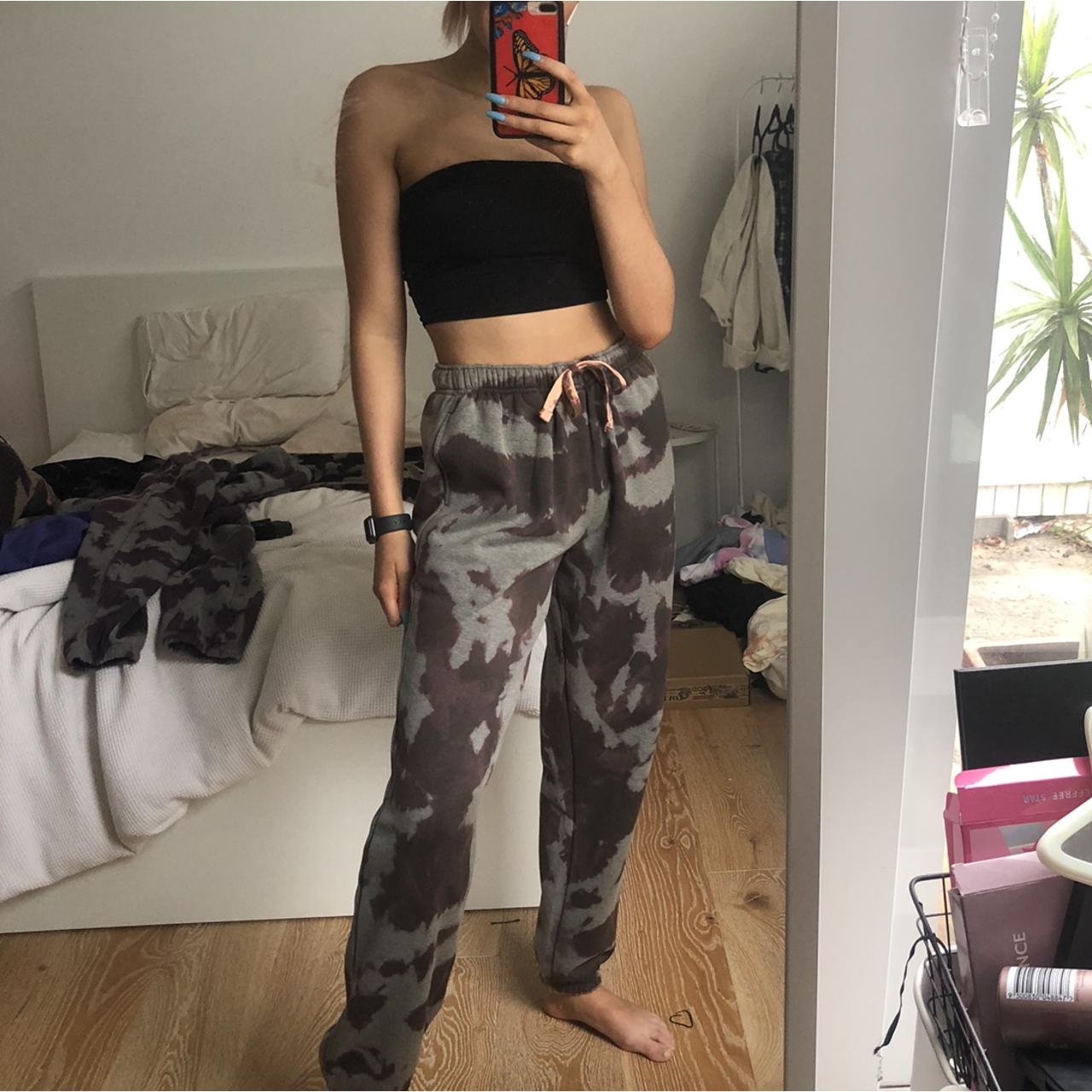 Bleach tie dye handmade track pants