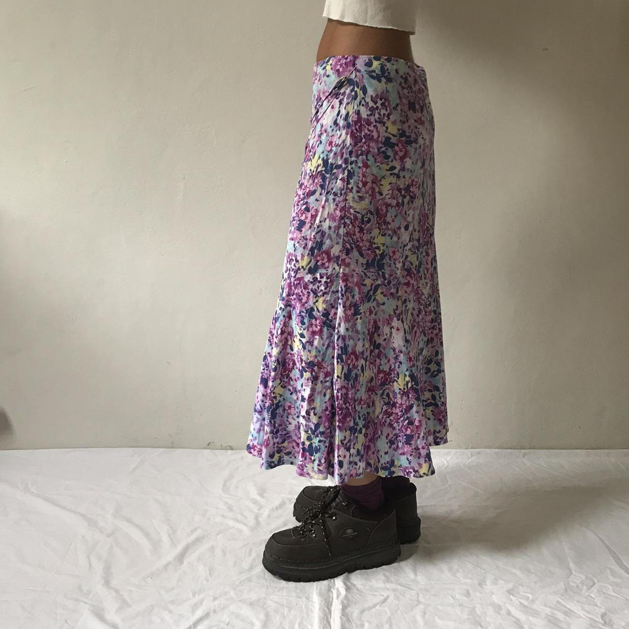 Floral maxi skirt Purple floral print Elastic... - Depop