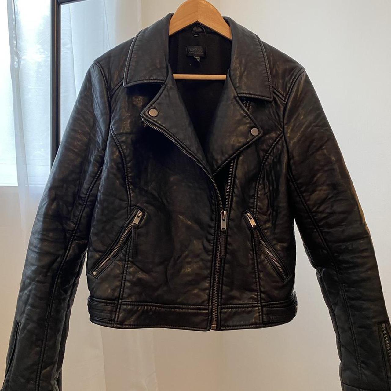 Topshop faux leather jacket, not got detachable faux... - Depop