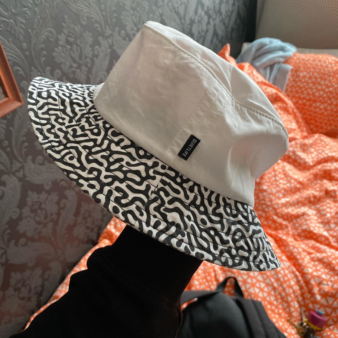 The Quiet Life Men's White and Navy Hat Depop