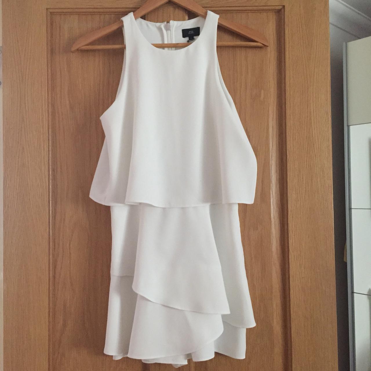 River island white cheap frill playsuit