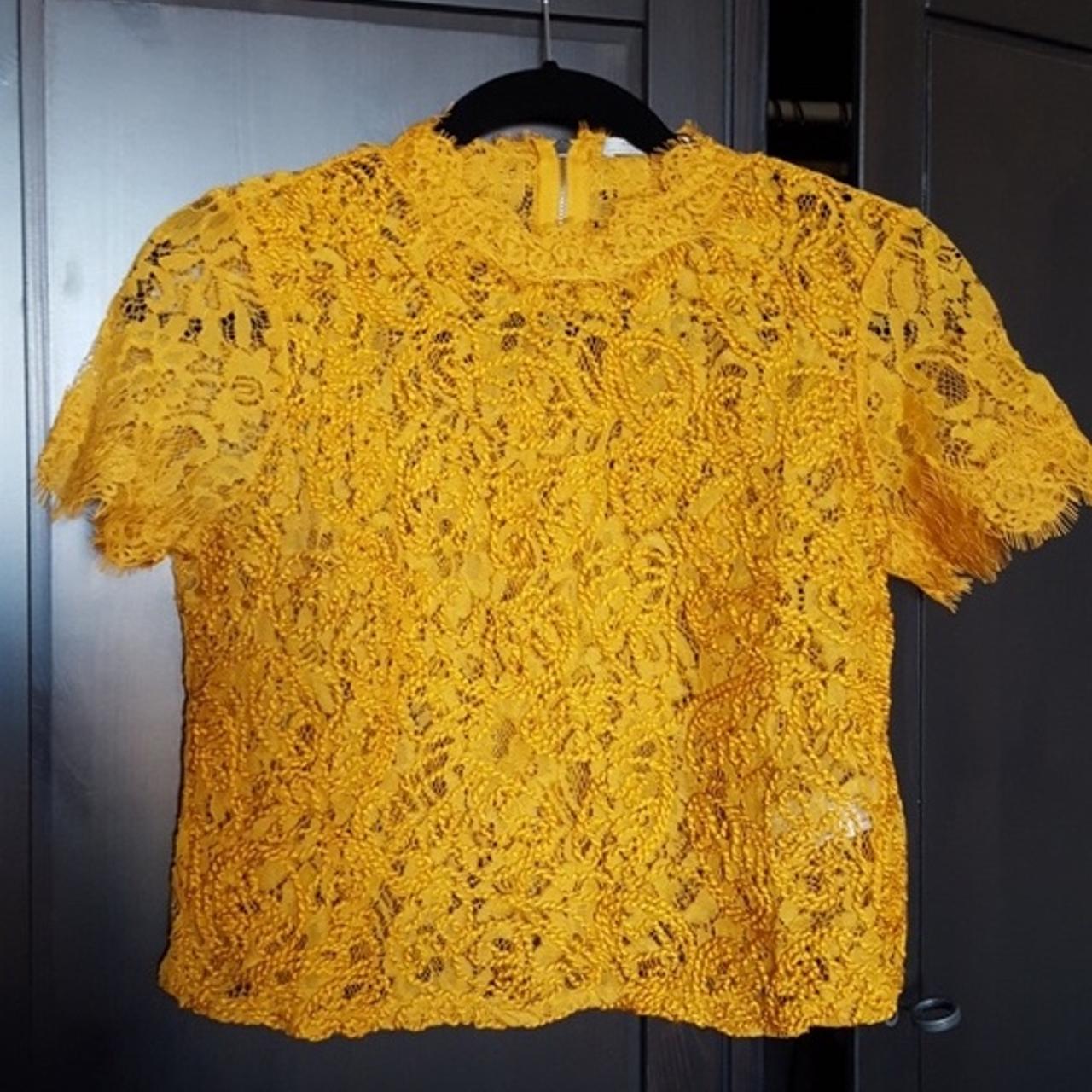 zara yellow lace top