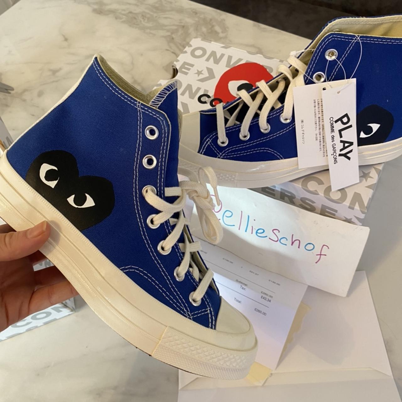 Comme des Garçons Women's Blue and Navy Trainers | Depop