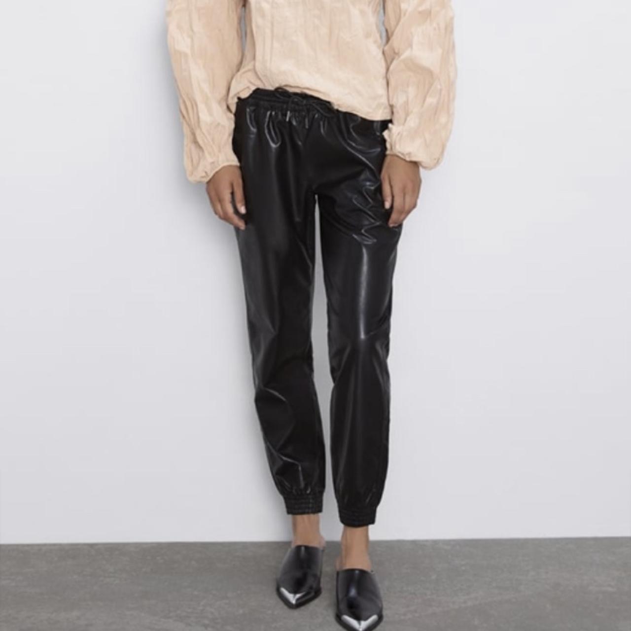 Faux leather best sale joggers zara