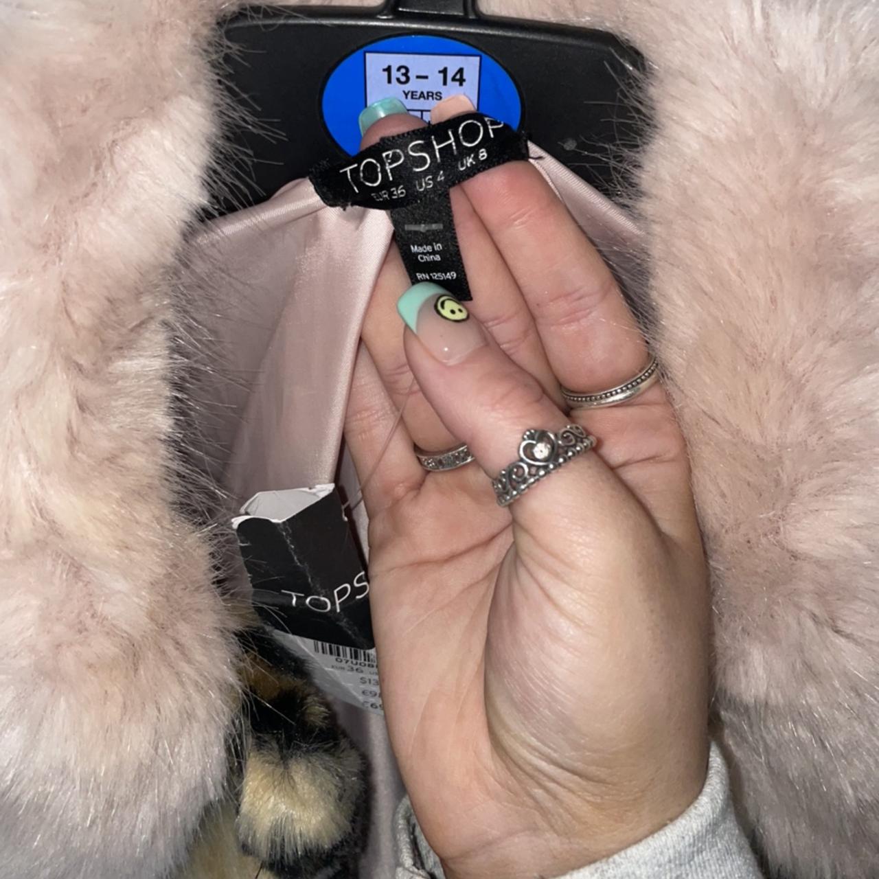 Topshop leopard coat with pink faux fur Depop