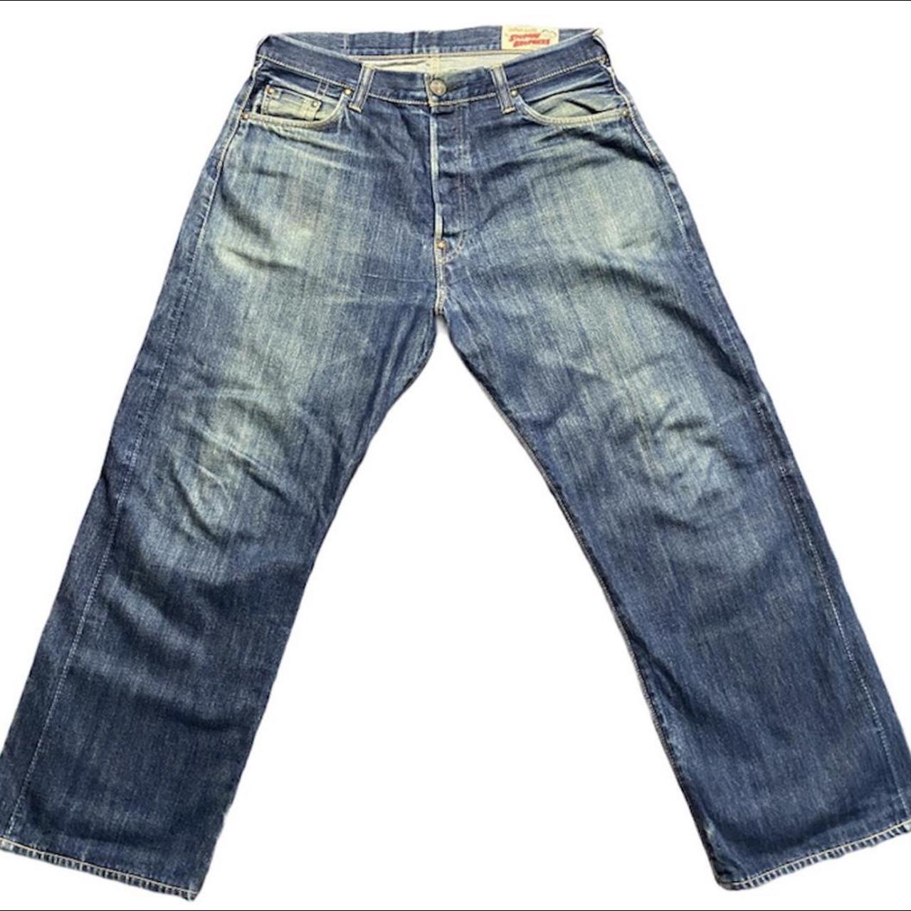 Evisu Men's Blue and Navy Jeans | Depop
