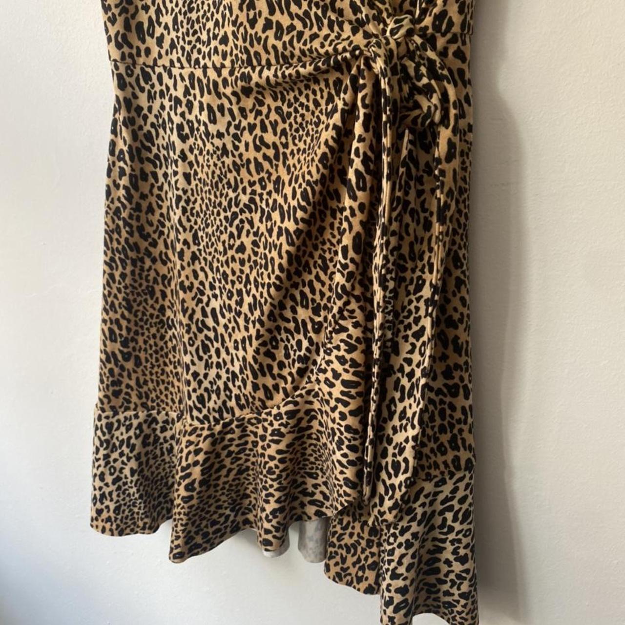 H&M leopard print wrap mini dress with frill... - Depop