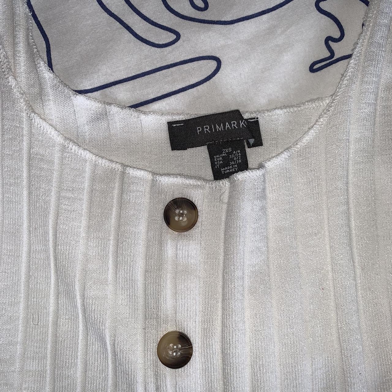 primark button down white ribbed vest cami top ;... - Depop