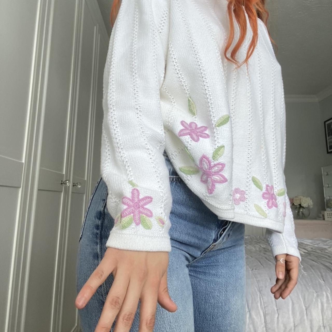Vintage Crochet flower jumper scalpel edge Depop
