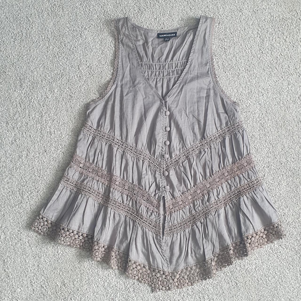 warehouse cottagecore lace trim top size 8 goth... Depop