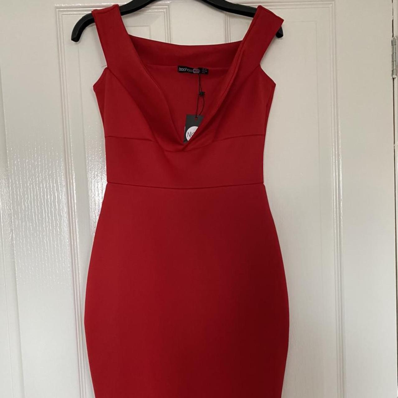 boohoo red shirt dress
