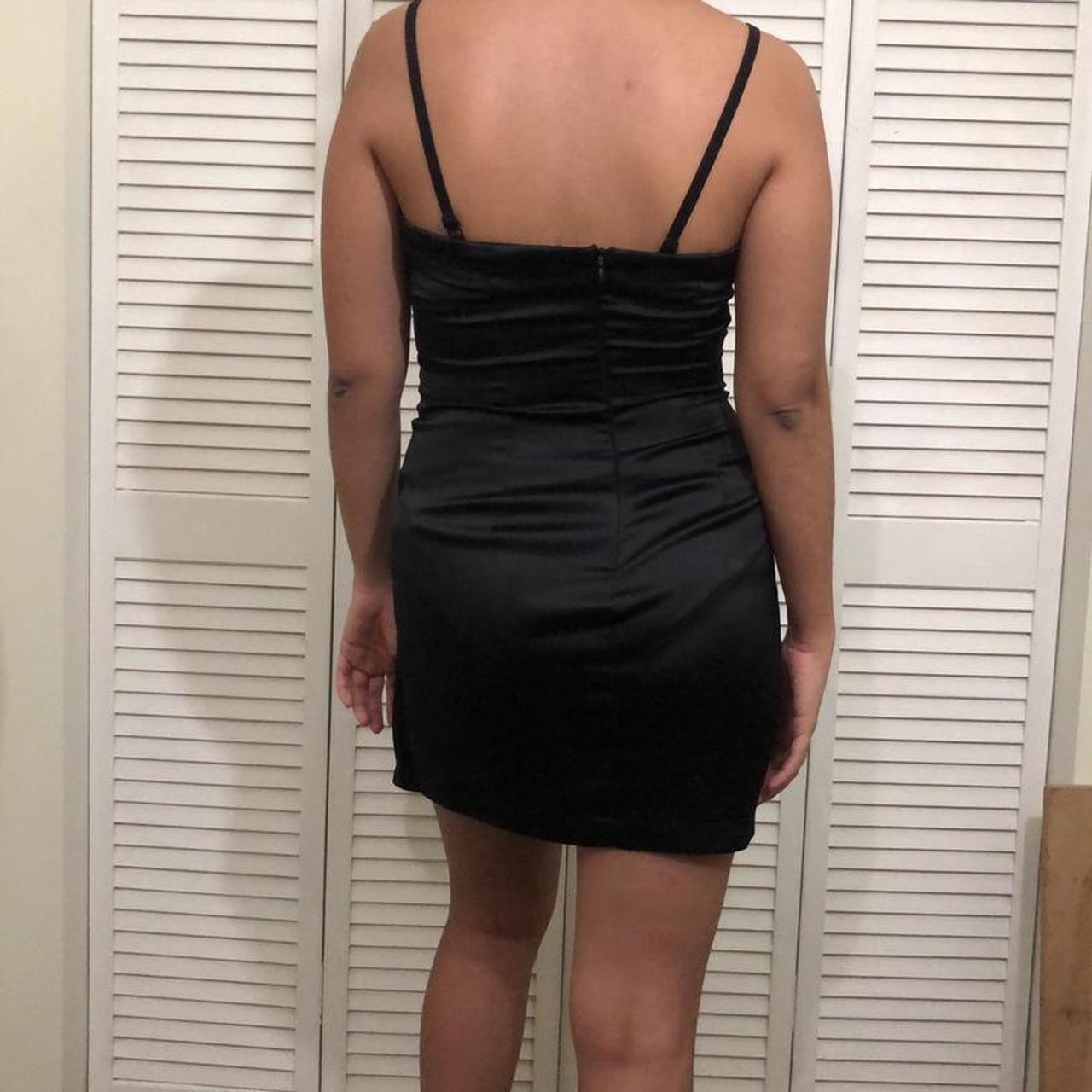 Zara chic black slip dress, almost bodycon, satin,... - Depop