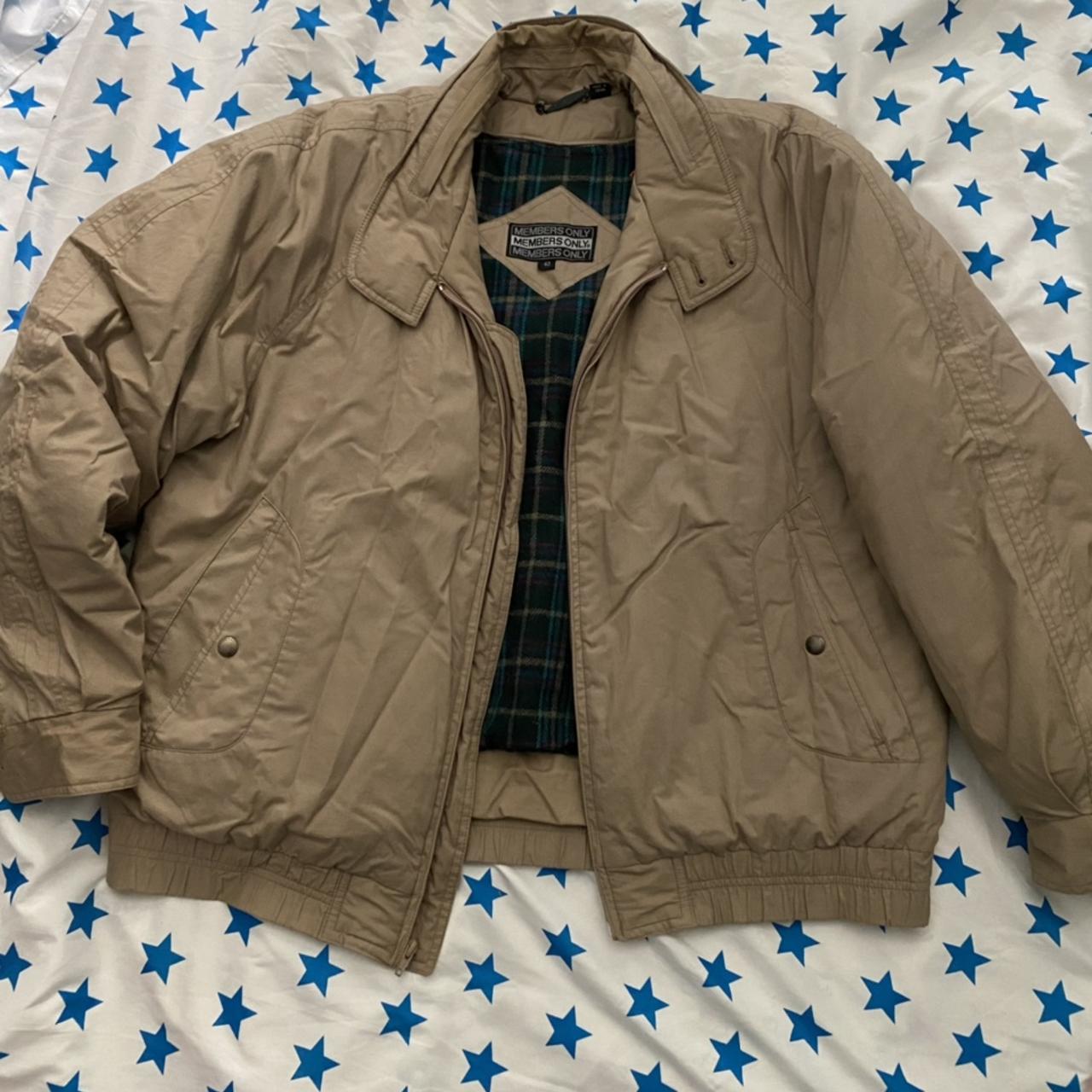Members Only Men's Tan and Green Jacket