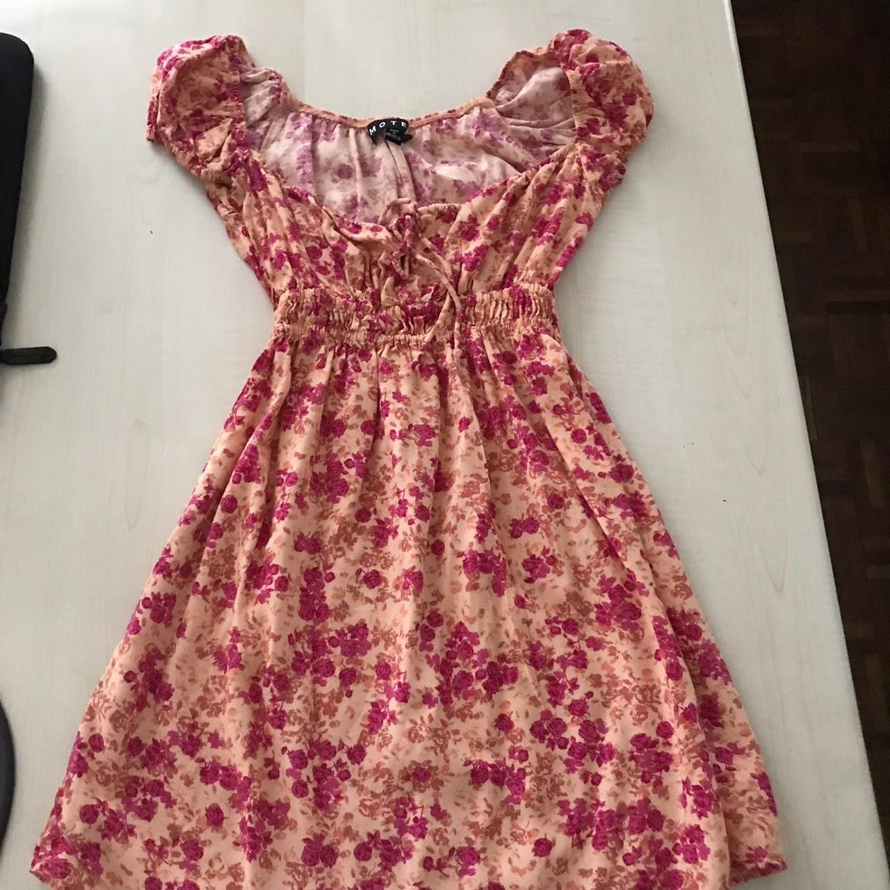 Motel Rocks Pink Floral Mini Dress - Size S In... - Depop