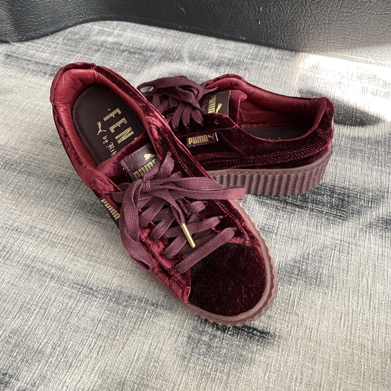 Rihanna puma burgundy creepers on sale