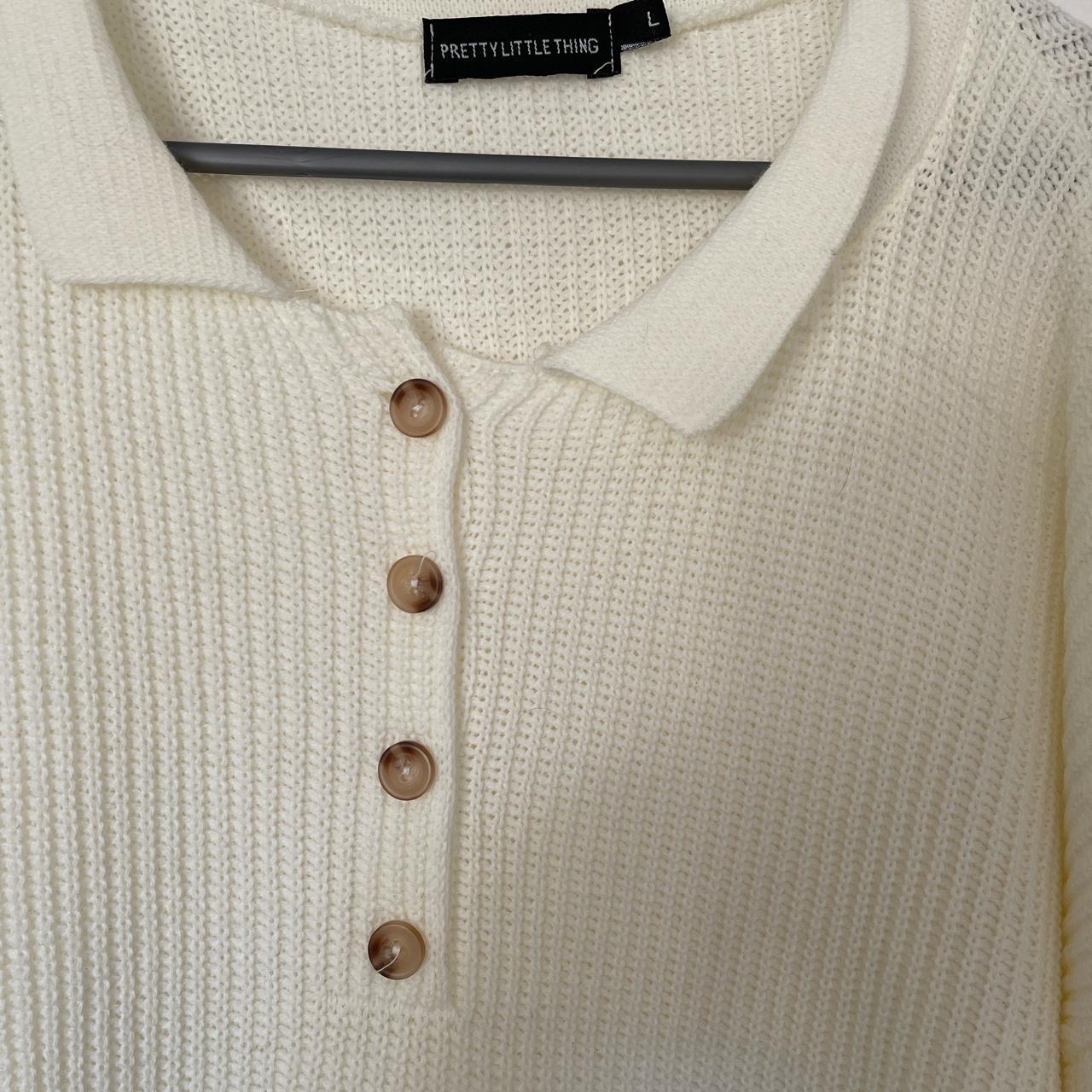 PLT OVERSIZED CREAM KNITTED BUTTON UP JUMPER. worn... - Depop