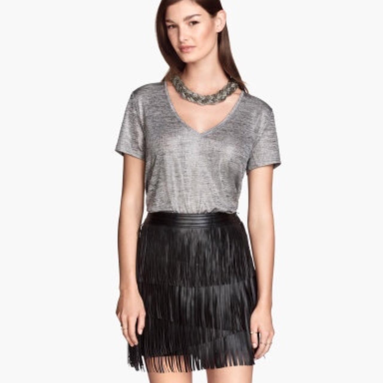 H&M divided Black faux leather fringe tassel