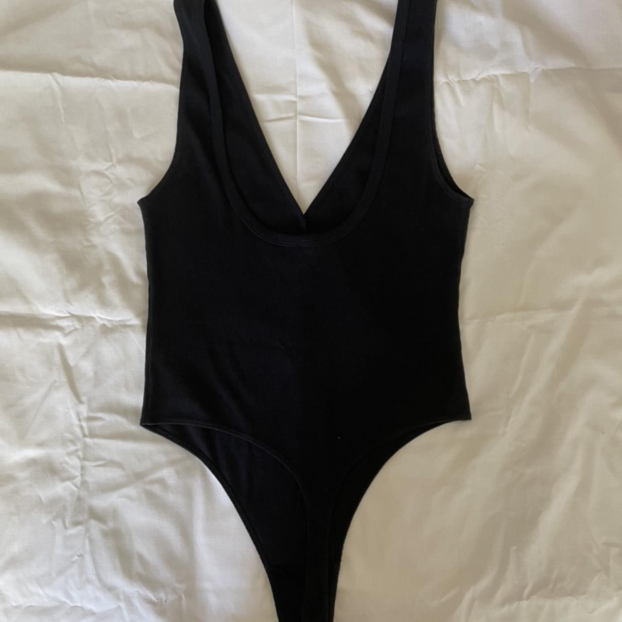 American Apparel Women's Black Bodysuit | Depop