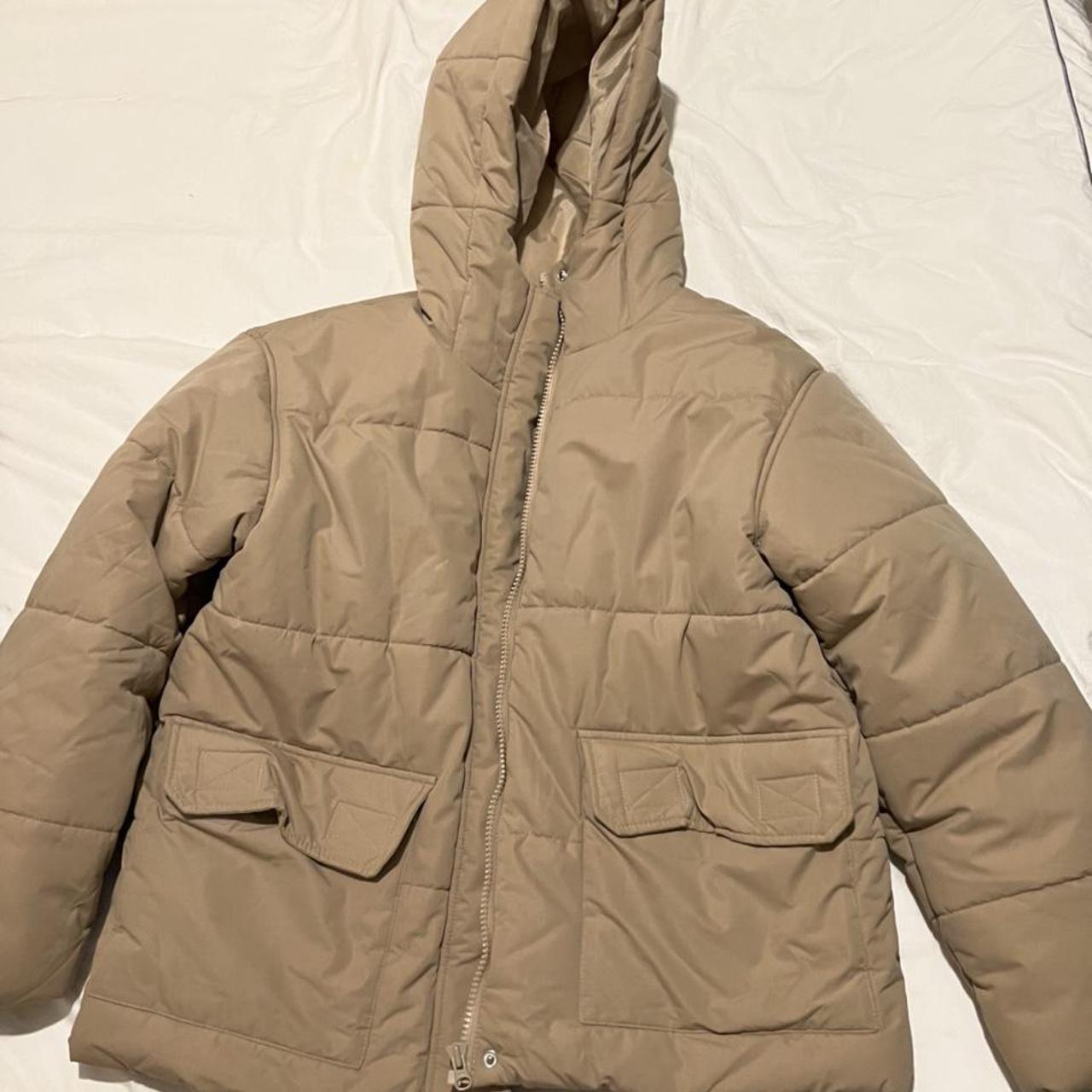 asos design puffer jacket in cappuccino