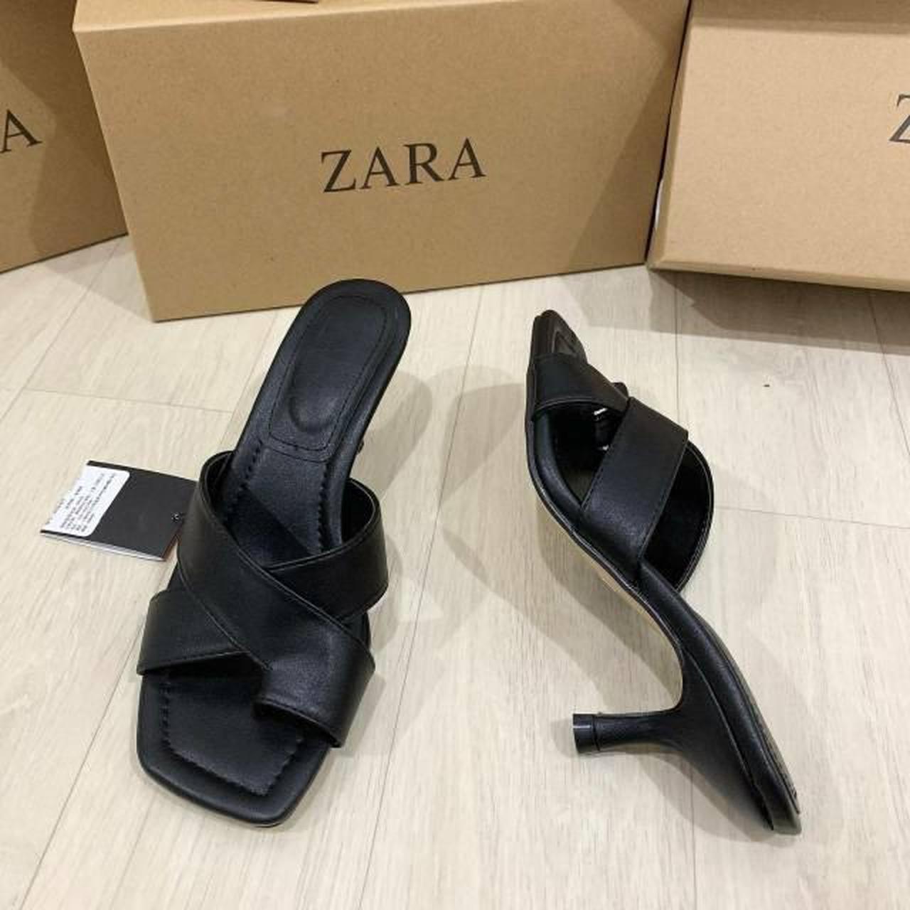 zara leather mid heel mules