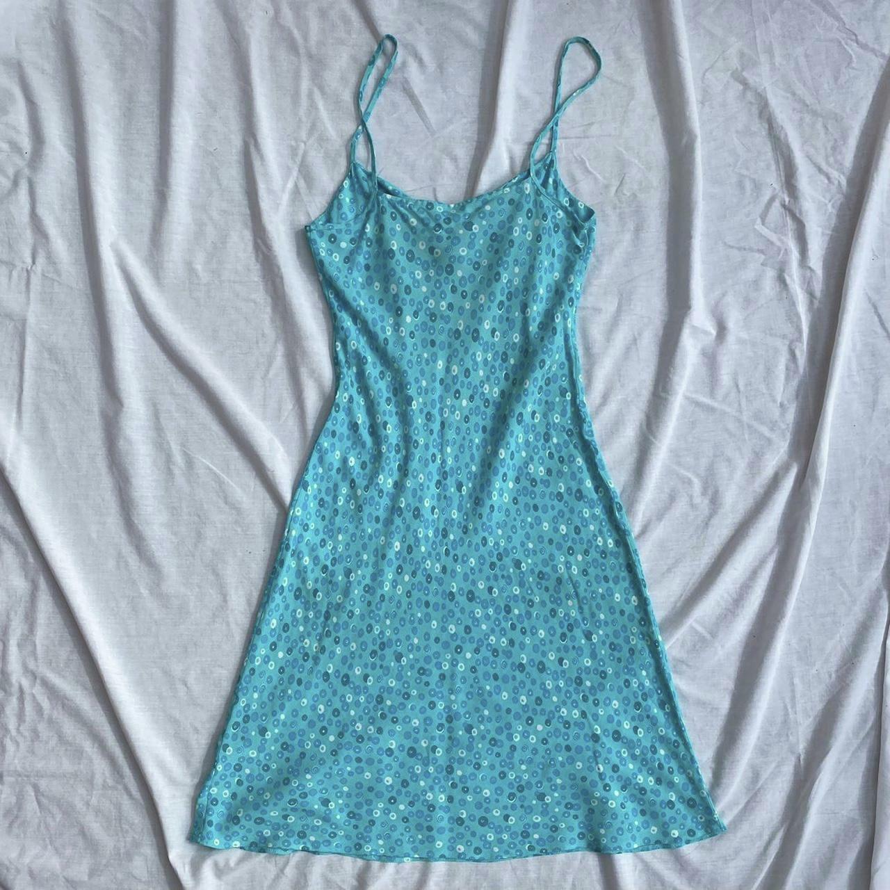 Vintage 90s mini dress ! Vibrant aqua blue colour... - Depop