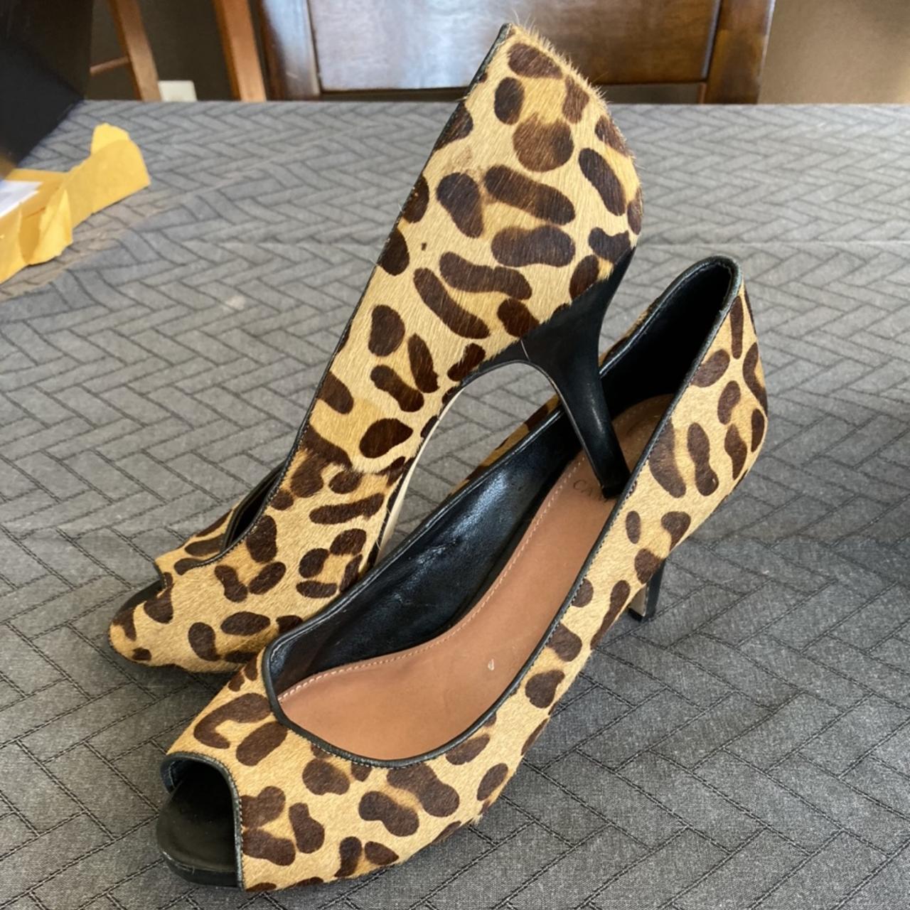 Cheetah open toe store heels